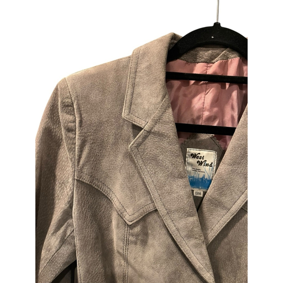 Vintage West Wind Leather Gray Jacket Women's Size 13/14 Lined Pockets Casual - Picture 3 of 9